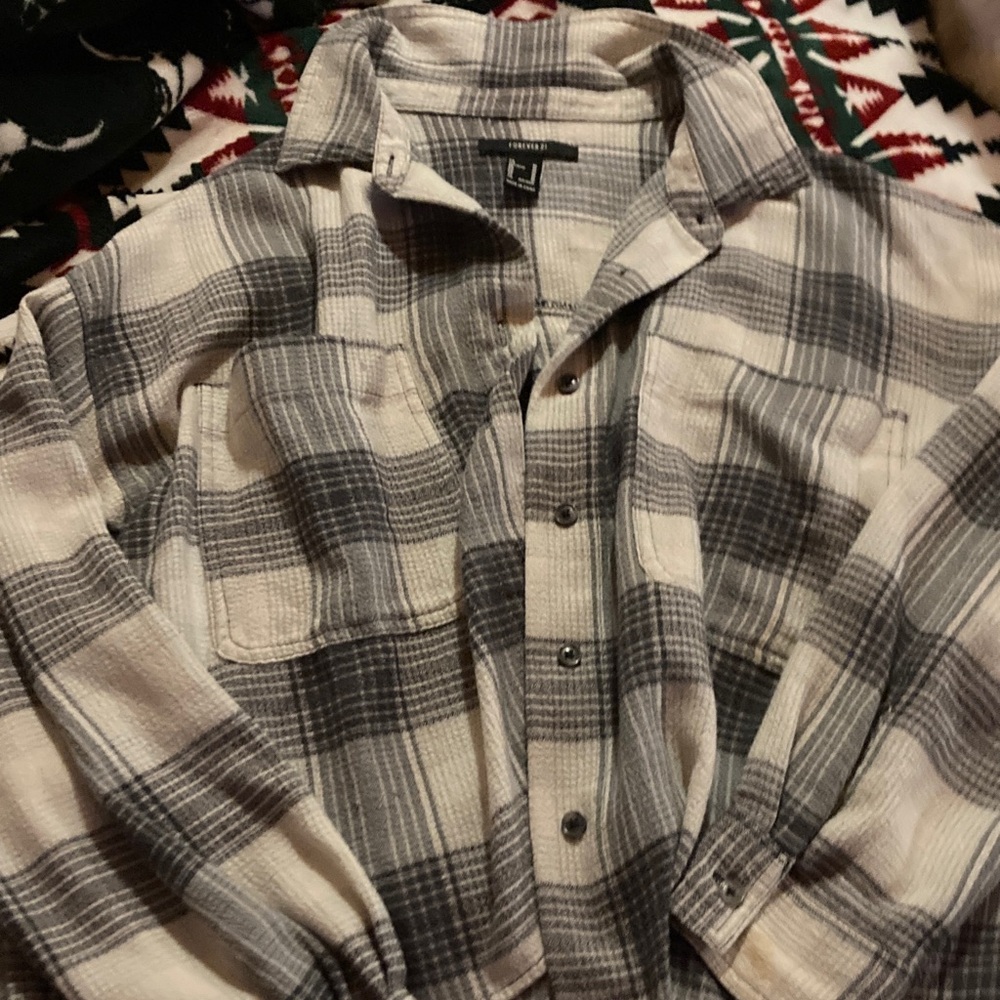 Forever 21 Black and White Plaid Men's Shirt